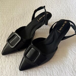 Anne Klein iFlex Black Pointed Slingback Low Heels size 7.5